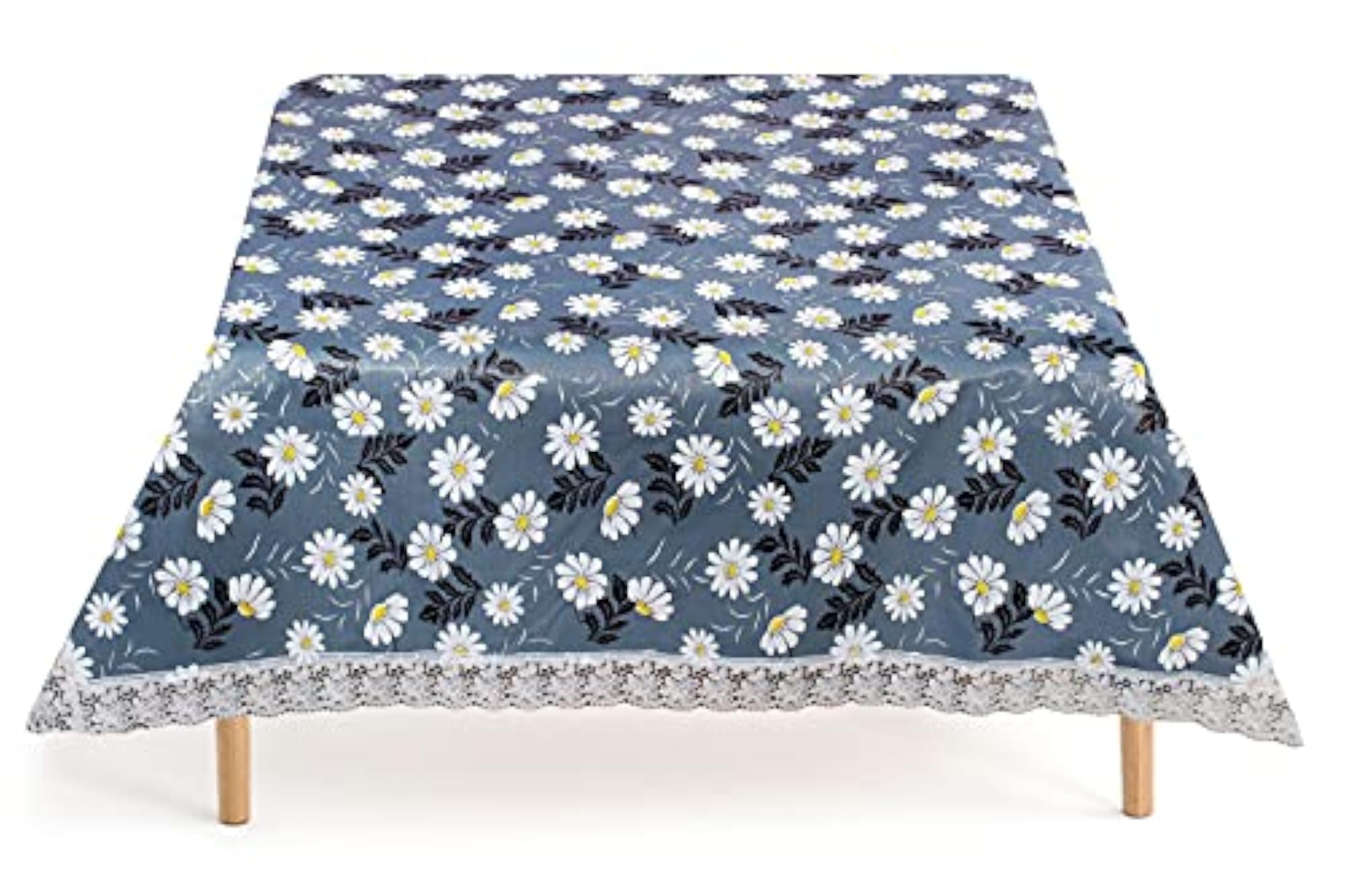 Waterproof Square Center Table Cover, White Border Lace, 40x40 inch