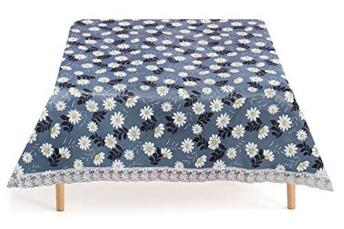 Image of The Furnishing Tree Waterproof Square Shaped Center Table Cover Size 40x40 inches with White Border Lace