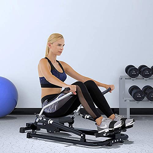 Image of Multi-Function Rowing Machine Silent Hydraulic Rowing Exercise Fitness Equipment Double Resistance Adjustment Foldable Design for Office Gym