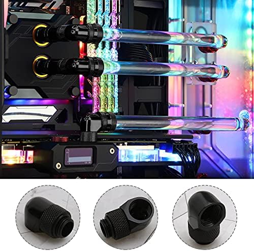 The Lord of the Tools 4x 90 Degree G1/4 Thread Elbow Tube Fitting Connector Chrome Plated Brass for PC Water Cooling System Soft and Hard Pipe