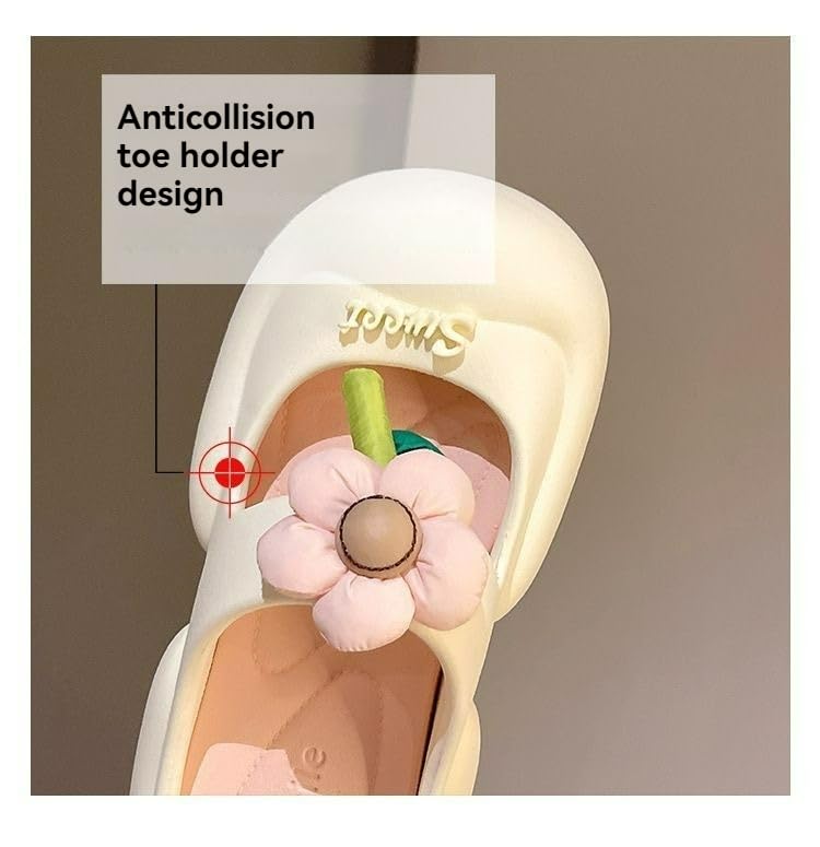 Flora Slippers for Women,Thick Sole, Anti-Slip, Adorable Design, Indoor-Outdoor Beach Sandals for girls2