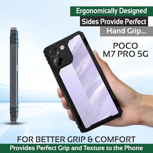Image of AIBEX Crystal Clear Back Cover Case for Poco M7 Pro 5G | 360 Protection | Shockproof | Transparent Non-Yellowing Bumper Case (PC + TPU)