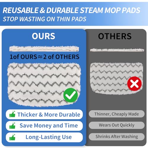 Image of 2 Pack Thickened Steam Mop Replacement Pads, Durable Microfiber Mop Pads Compatible with Shark S1000 /S1000A /S1000C /S1000WM /S1001C, Washable Pads for Pet Owners and Families with Kids