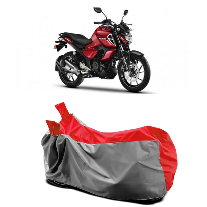 Image of DUFFEL-Two Wheeler Bike Body Cover Compatible for Yamaha Fzs-Fi V3 Bs6 Heat Protectio /UV-Rays /Birds Dropping /DustProof /Waterproof All Variants [Gray Red]