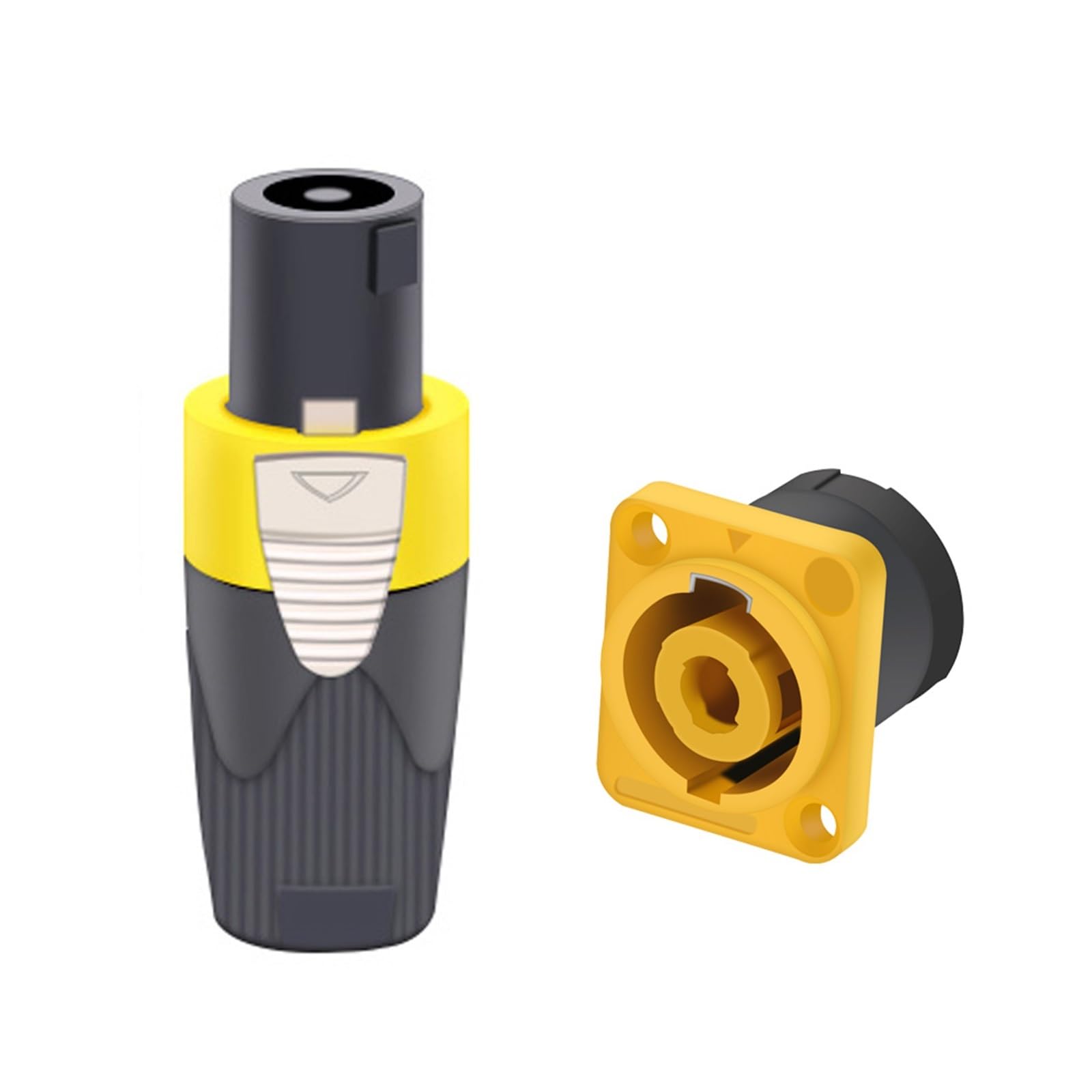Conector de altavoz NL4FC macho y hembra pack de 5 unidades para panel en color amarillo
