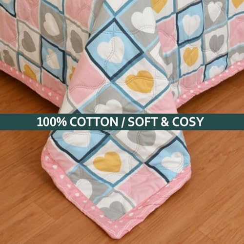 Image of Akshya AC Quilt Single Bed Cotton Dohar Lightweight Summer Blanket Reversible Soft Breathable Comforter for Single Bed Air Conditioner Room Bedding