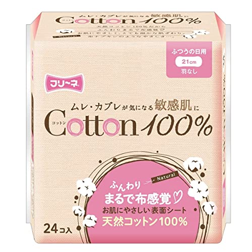 第一衛材 フリーネ 生理用ナプキン コットン100% 羽なし ふつうの日用 21cm24枚×24 (576枚) FCT-001*24