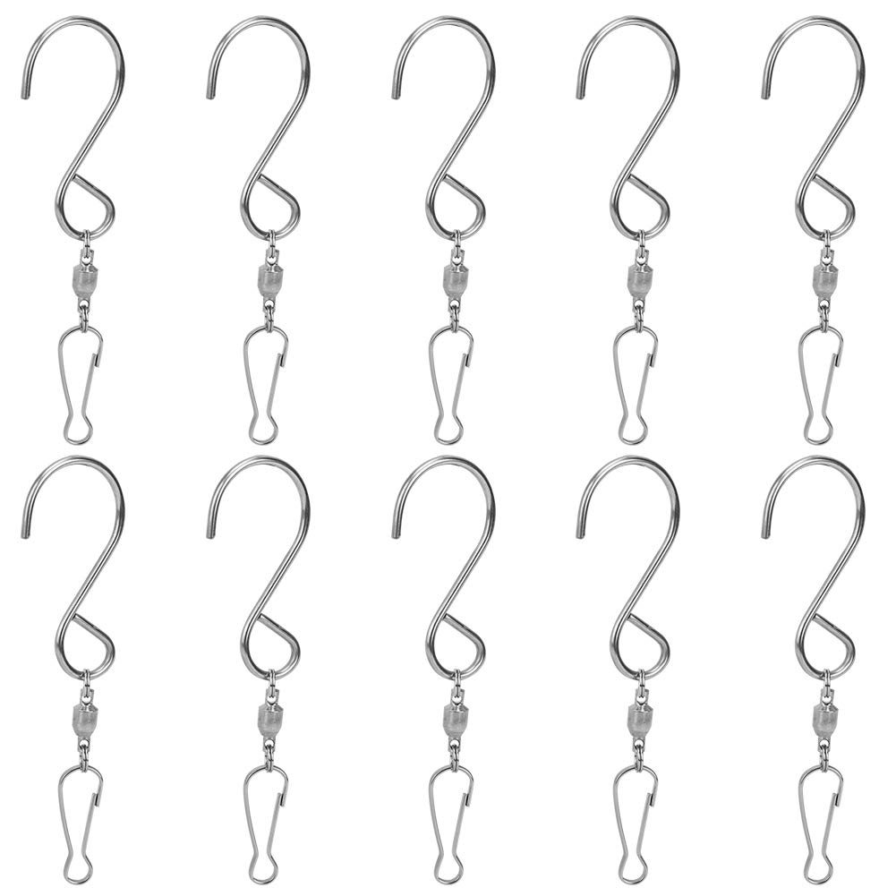 10 Stück Spiralhakenclip drehen, Edelstahl 360 Grad drehende Haken hängen S Haken Wind Spinner Spiralschwanz drehen Kristall Twister Display Aufhänger[10 STK] Haushaltswaren