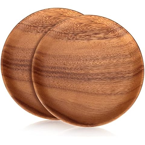 2 Pcs Acacia Wood Appetizer Plates Cover