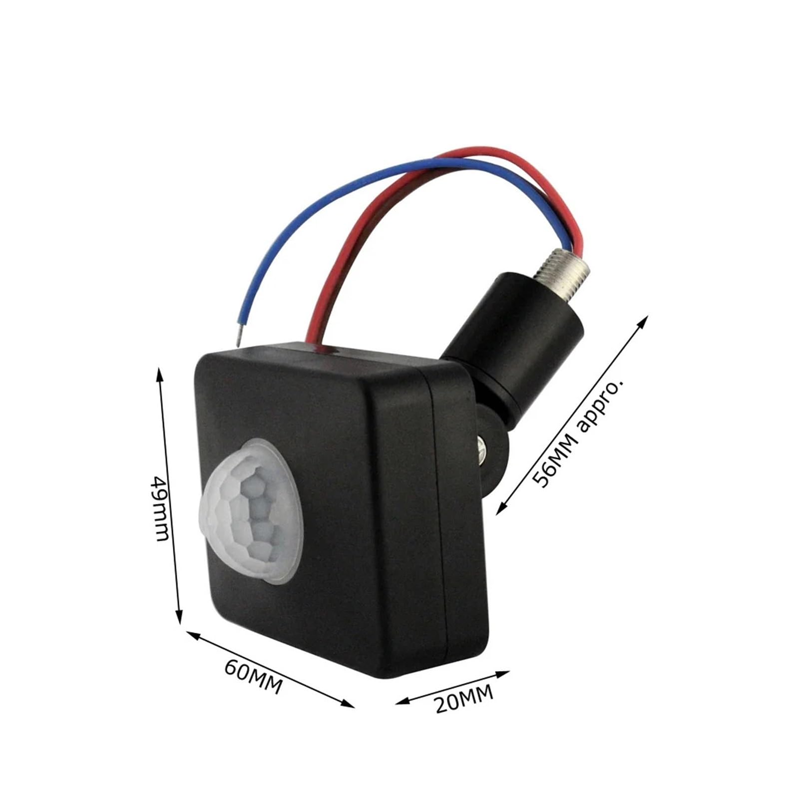 Sensor de movimiento LED 220V 110V 12V Detector PIR rotación de 180 grados temporizador for exteriores interruptor de luz Sensor de movimiento PIR(Black,12 V)