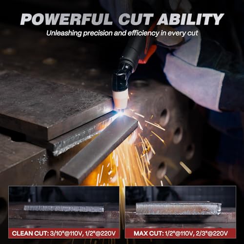 ARCCAPTAIN Plasma Cutter, [Large LED Display] 50Amps Cutter Machine with 110/220V Dual Voltage DC Inverter IGBT 1/2 Inch Clean Cut Post Flow and 2T/4T, for Beginners DIY