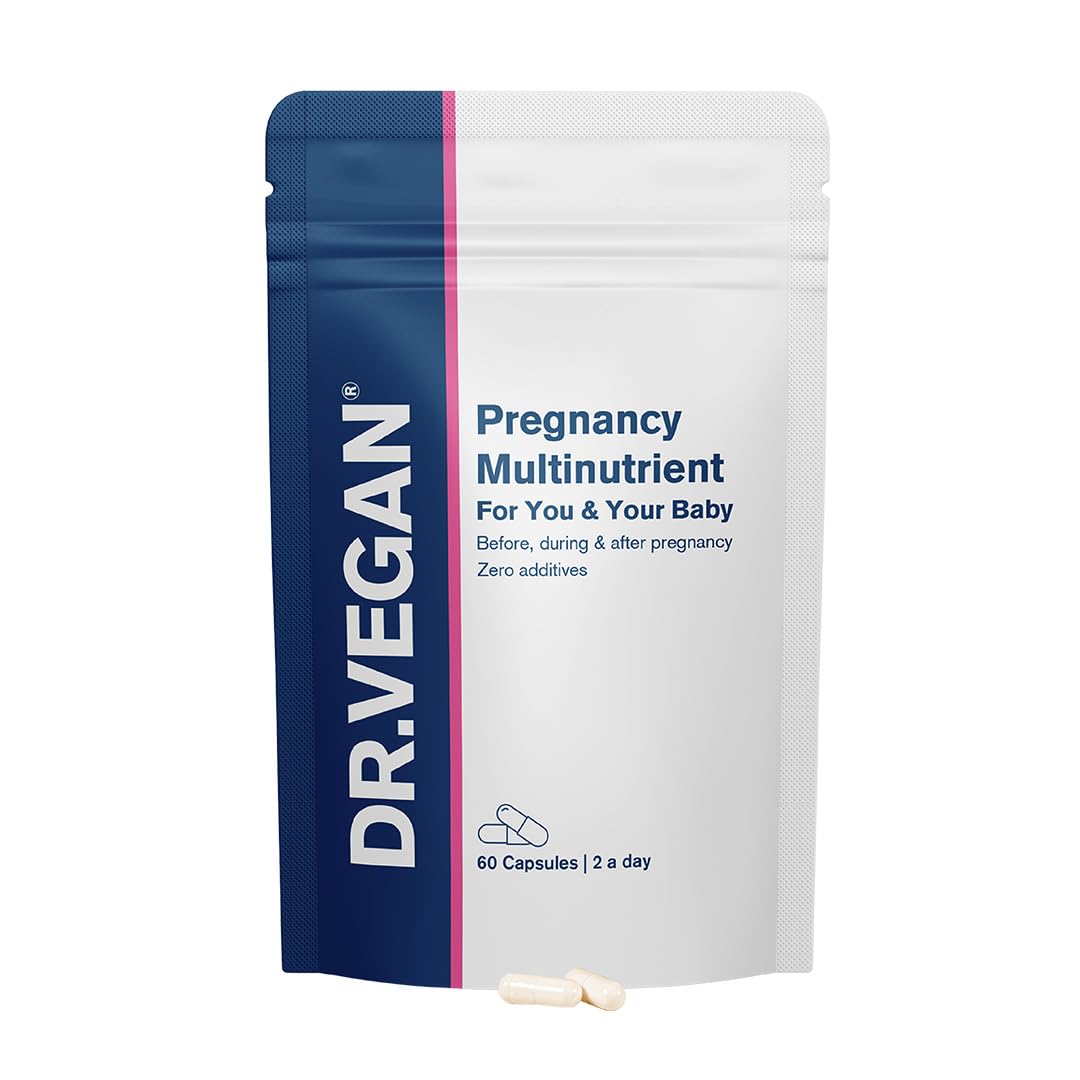 Pregnancy Multinutrient | Folic Acid 400ug | Essential Nutrients | 60 Plant Based Capsules | Two-A-Day | DR.VEGAN