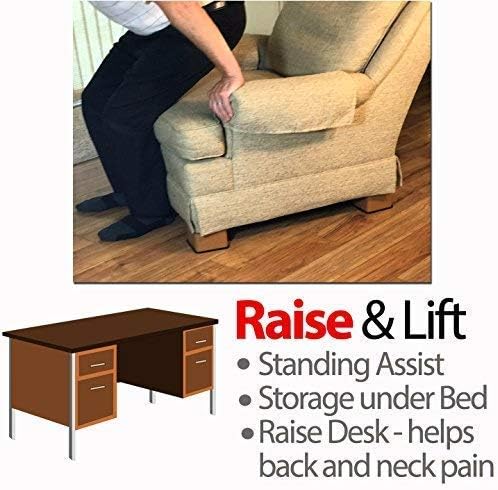 Miniatura 3 de iPrimio Elevadores de cama cuadrados de 3 pulgadas, resistentes, paquete de 8 elevadores de cama para dormitorios universitarios, sofás, mesas,