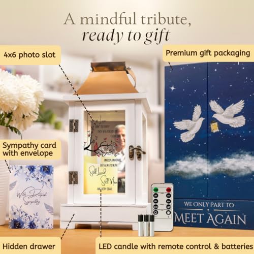 Memorial Gifts for Loss of Dad or Husband | Bereavement Gift with Photo Frame & Keepsake Drawer | LED Candle with Timer, Securely Packaged in a Ready-to-Gift Box by STILLWIND (Those We Love/Copper)