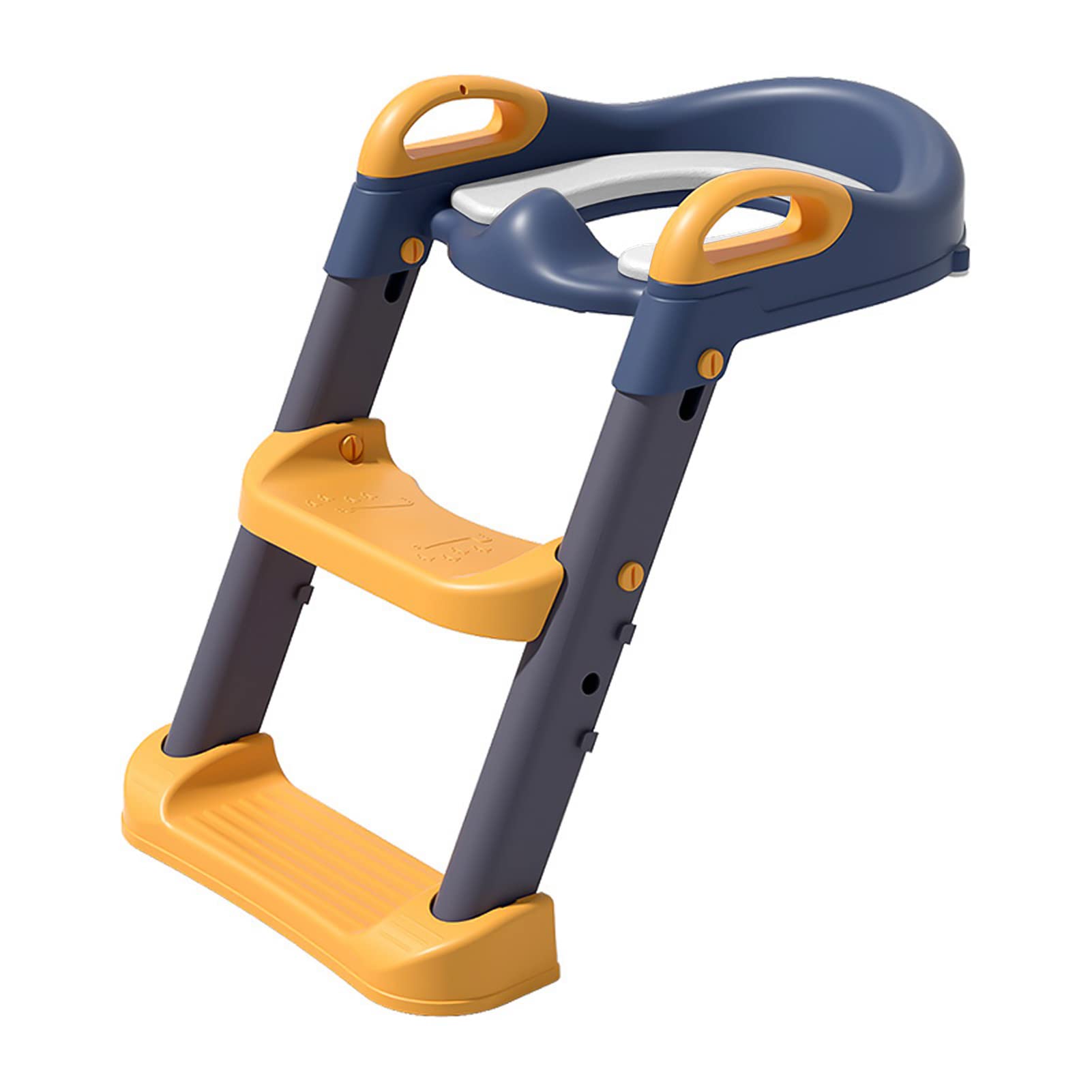 Wakects Sedile WC per Bambini con Splash Guard Anteriore, Riduttore WC Regolabile con Scaletta e Sgabello, Pad in PVC
