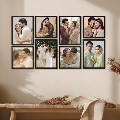 Image of Art Street Photo Frame Set of 8 Black Wall Decor Collage Display Hanging Family Picture Frames Gallery Collection Decor Items Wall Mount Frames Birthday Anniversary, 8x8 and 8x12 In