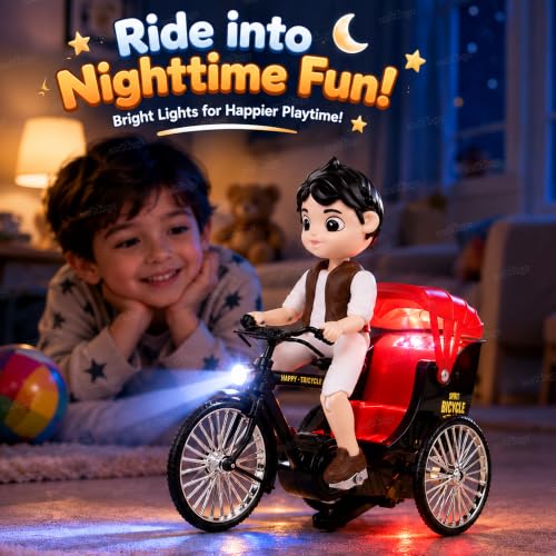 Image of Zest 4 Toyz Musical Tricycle Toy for Kids with Colorful Lights & Sound Toy | Stunt Tricycle with Rotating Foot Pedals | Musical Toys for Boys & Girls