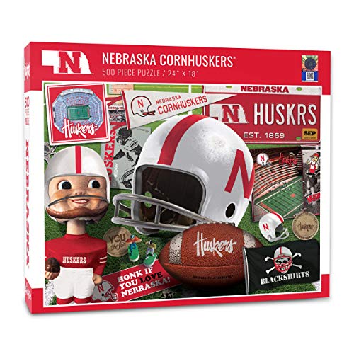 Image of YouTheFan NCAA Nebraska Cornhuskers Retro Series Puzzle - 500 Pieces, Team Colors, Large