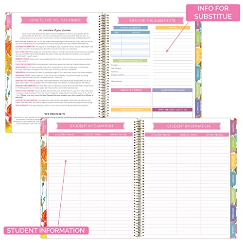 Bloom Daily Planners New Undated Academic Year Teacher Planner & Calendar With Frosted Protective Cover - 7 Period Lesson Plan Organizer Book (9" X 11") - Teacher With A Plan #TOP3