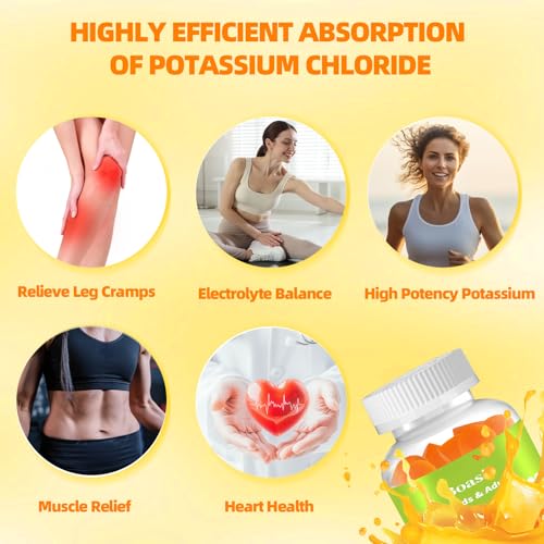 90 Count 1200mg Potassium Chloride Gummies,Sugar Free Electrolyte Balance Gummies,Muscle Relief & Heart Health Potassium Supplement for Adults Women Men - Image 6
