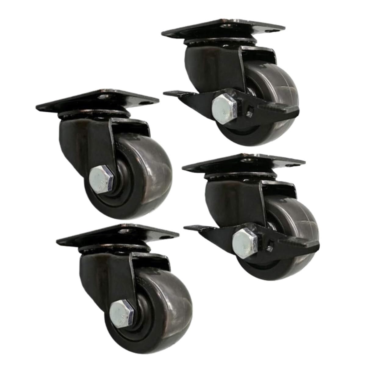 GYRAZXS Set of 4 Heavy Duty 2 Inch Swivel Caster Wheels with Brake Universal Furniture Casters for DIY Projects & Mobility Solutions