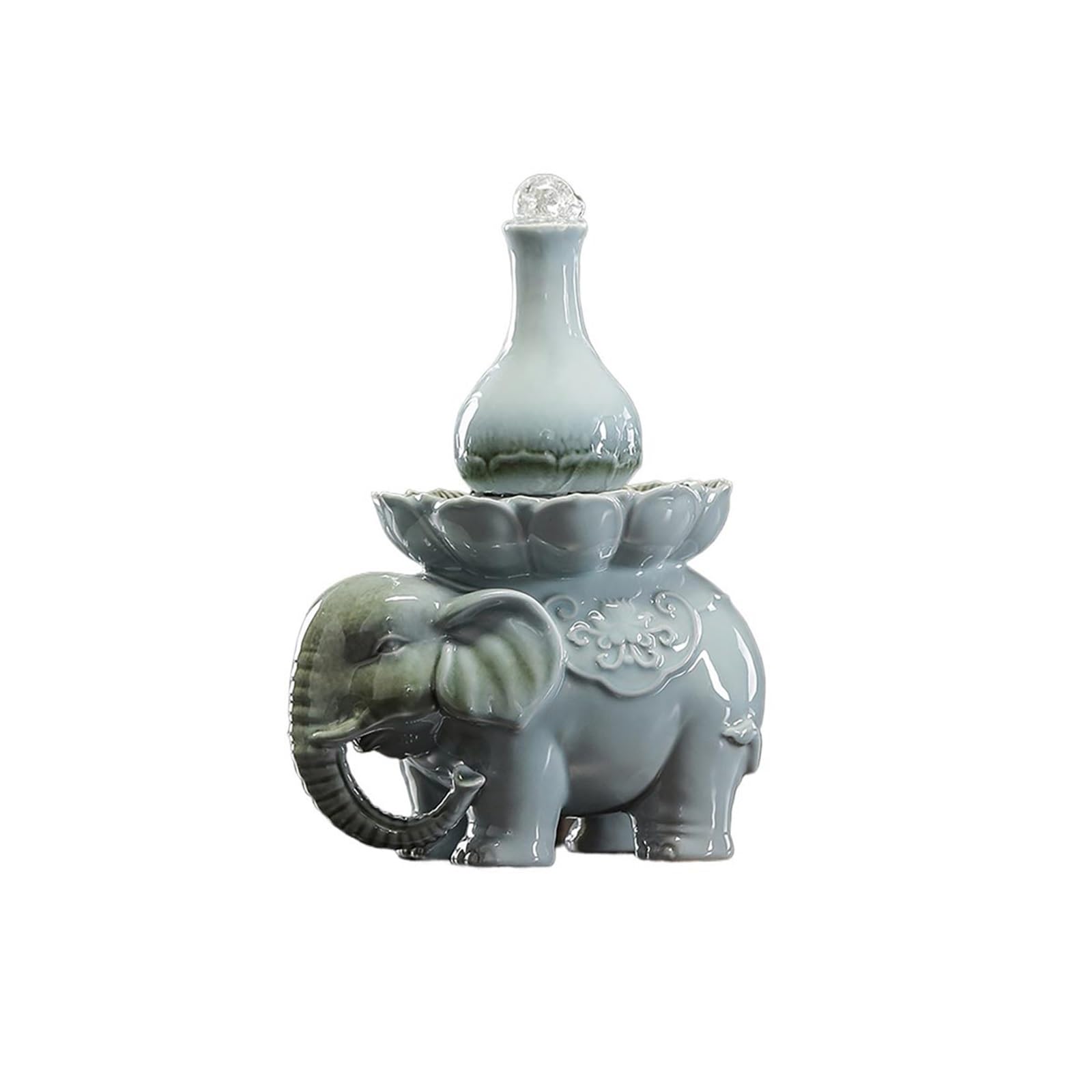 Water Feature Chinese Style Ceramic Fountain Home Decoration Elephant Flowing Water Tabletop Ornament Indoor Fountains