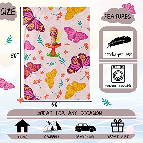 Mocaletto Soft Pink Butterfly Kids Throw Blanket For Baby Toddler Boys,Butterfly Blanket For Boys Girls Cartoon Butterfly Throw Blankets,Fleece Plush Elf Birthday Gifts Blanket For Couch Sofa Bed Nap #TOP1