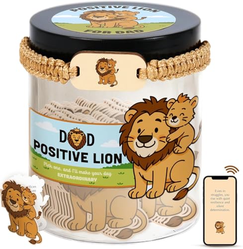 Positive Lion Jar with 60 Affirmation Cards, Emotional Support Lion Decor, Uplifting Present for...