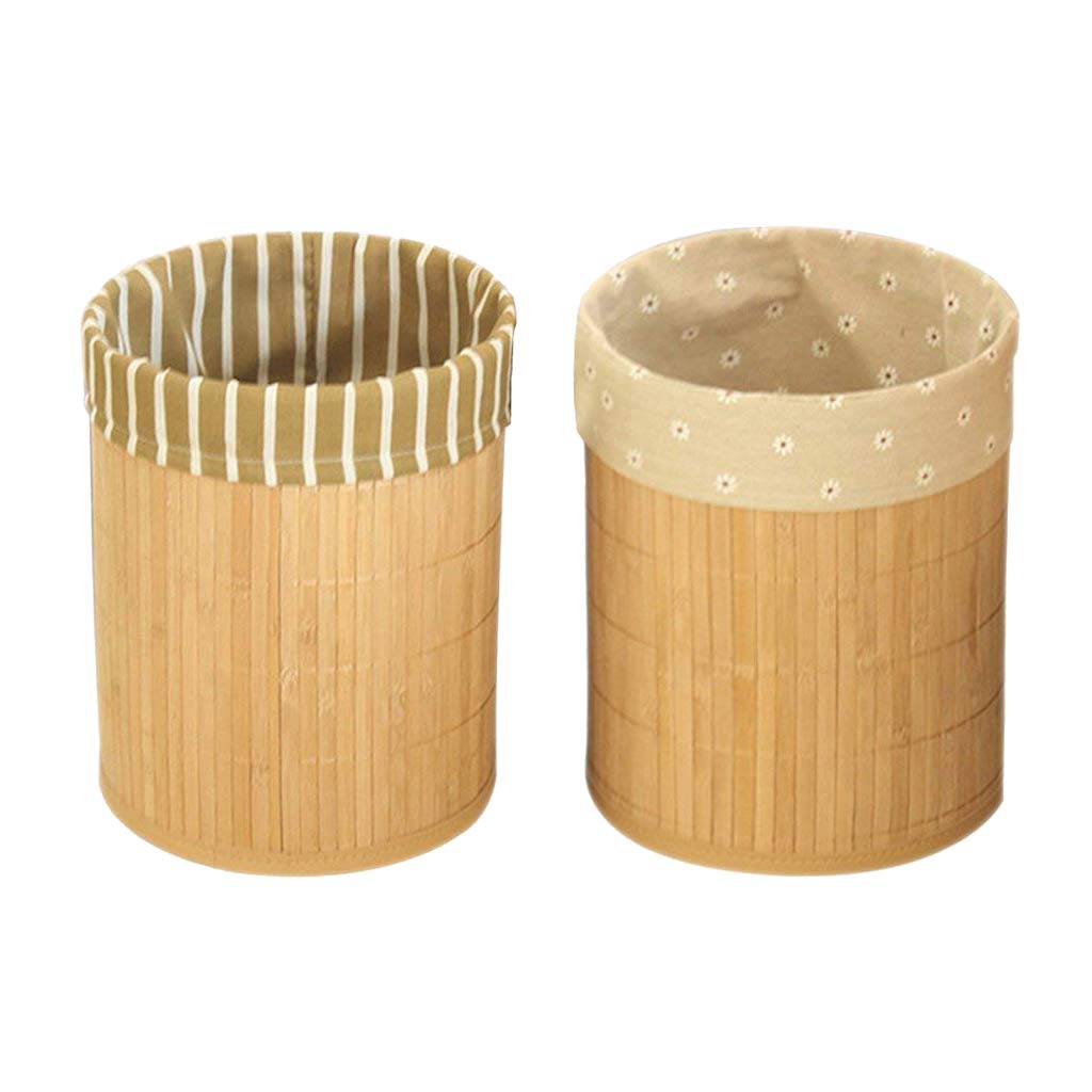 perfk Pattumiera Rotonda Pieghevole in Bambù per Bagno, Camera Letto, Ufficio in Casa, Cucina, 8.66.D x10.63.H Pollici
