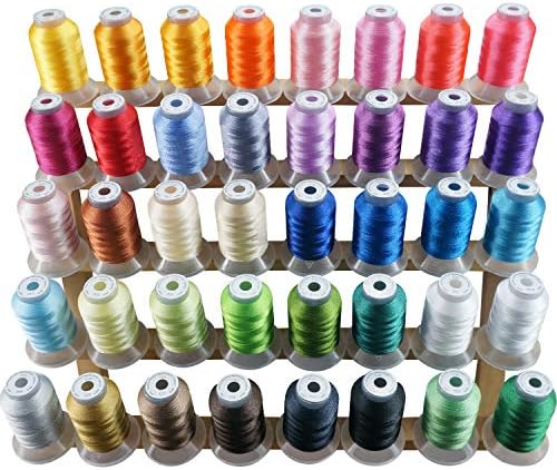 New brothread 40 Colors Compatible with Brother Polyester Embroidery Machine Thread Kit 500M (550Y) Each Spool Compatible with Brother Babylock Janome Singer Pfaff Bernina Embroidery & Sewing Machine