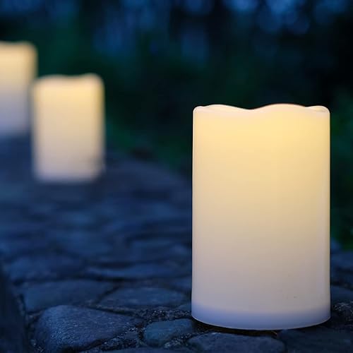 Miniatura 4 de Velas de luz LED de pilas, sin llama, de 4 x 6 pulgadas, para exteriores, impermeable IP44, luz blanca cálida, con control remoto y temporizador, de