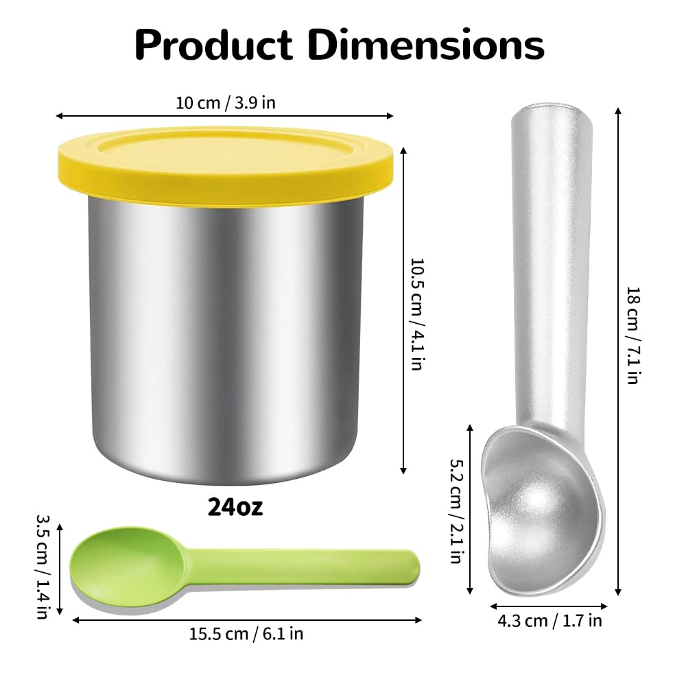 4 Pièces Pot pour Creamy Accessoires, Récipient pour NC300 NC299 NC300 NC301, Bacs À Crème Glacée avec Couvercle Et Cuillère, Passe au Lave-Vaisselle