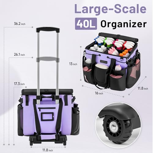 Image of LOEUO Large Cleaning Caddy for Cleaning Supplies Organizer, Rolling Cleaning Caddy Bags with Wheels for Housekeepers, Cleaning Carts on Wheels for Home Car Office Picnic