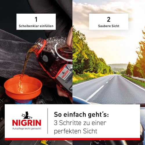 NIGRIN 20427 Performance Scheibenklar I Scheibenreiniger I Leather & Cookie I Gebrauchsfertig, 3 Liter