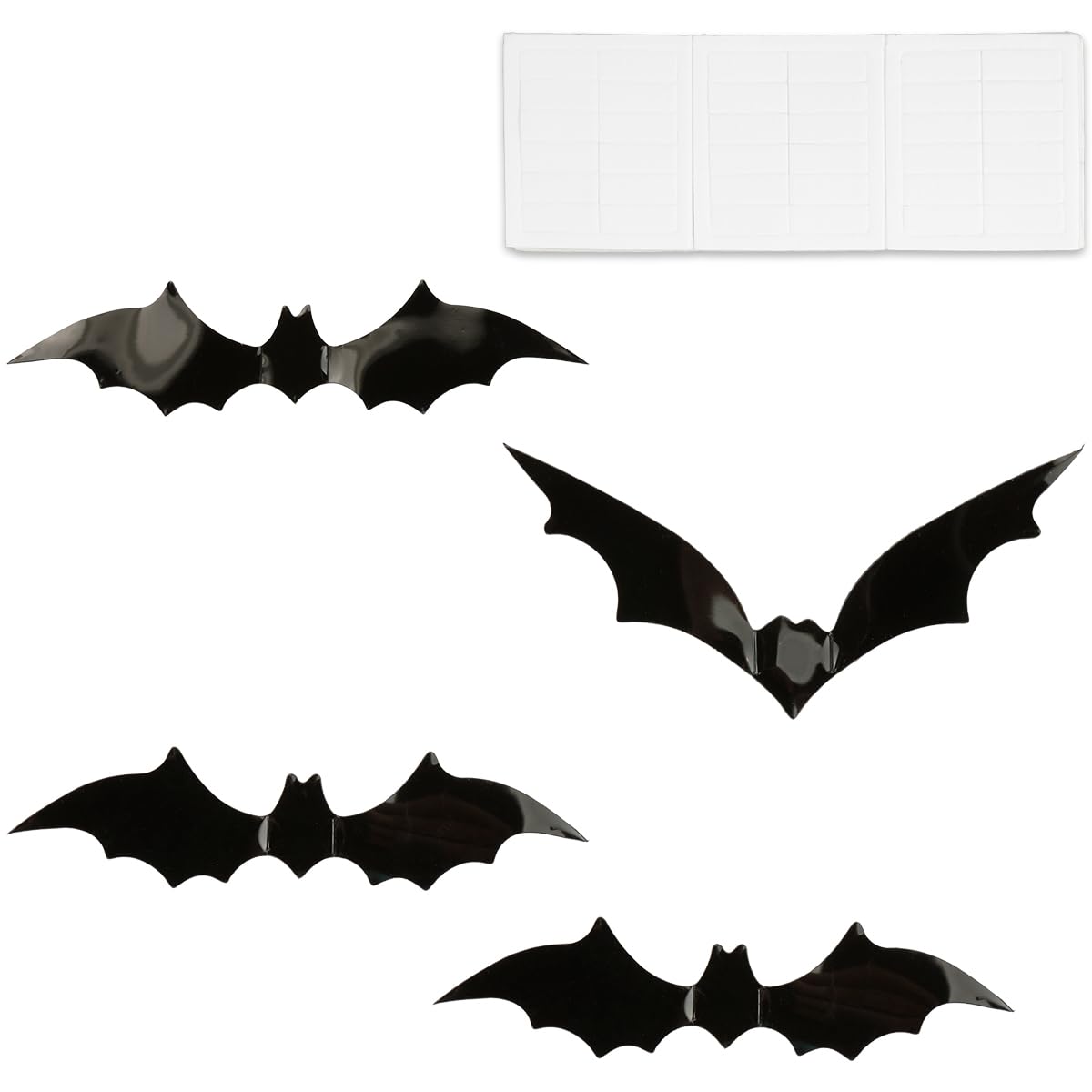 Gladfresit Black Realistic 3D Halloween Bat Decorations - 72 Pcs Pvc Scary Bat Stickers In 4 Sizes
