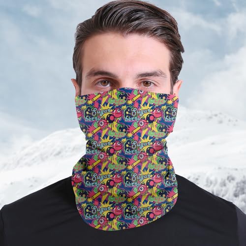 Comic Style Multifunctional Cycling Neck Gaiter for Outdoor Sports Running Hiking and Fashion Lovers