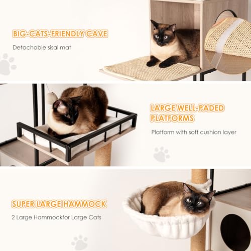 Torre moderna para gatos con rascador y cojín lavable miniatura 6