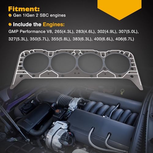 Image of 5.7 Cylinder Head Gasket, Compatible with Gen 1 Gen 2 SBC Engines 350 355 383 406, Replaces# 1003 14011034 7113