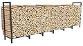 BALIE SPACE 8ft Outdoor Firewood Rack Holder with 14 Support Legs for Indoor Fire Wood Pile Storage, Adjustable Heavy Duty Fire Log Stacker Stand Organizer for Fireplace, Black