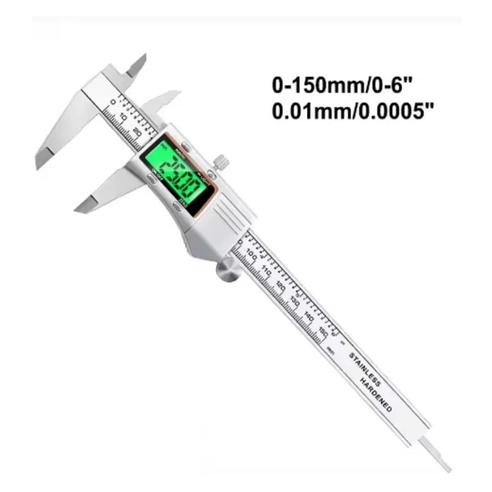 Suwmiarka cyfrowa 0-150mm, wskaźnik podświetlenia LCD, elektroniczne narzędzie pomiarowe ze stali nierdzewnej