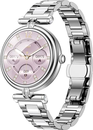 Smartwatch Damen Telefonieren Silber Fitness Tracker IP68 Wasserdicht...