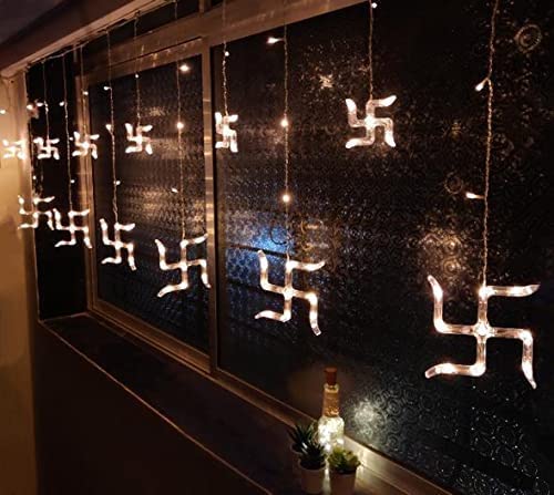 Image of 12 Lights 138 Led 8.2 feet Curtains String Lights Window Curtain Lights Sourced (3 Meter, Warm White) (String Light) AC (Swastik Curtain Light)