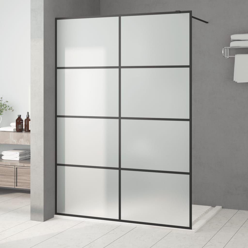 Mampara de ducha de cristal templado mate, color negro, 140 x 195 cm
