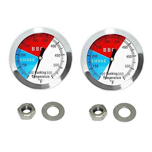 2 inch BBQ Thermometer Gauge 2 Pcs Charcoal Grill Pit Smoker Temp Gauge Grill Thermometer Replacement for Smoker Grill Wood Charcoal Pit, Grill Temp Thermometer
