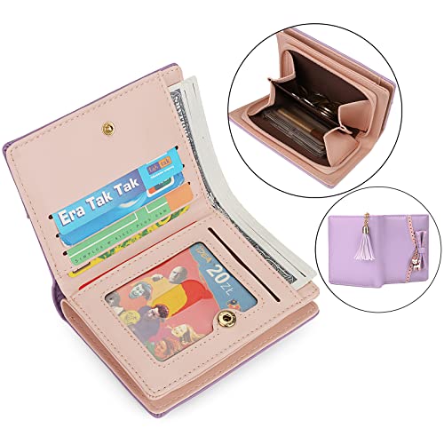 Uromee Girls Wallet Cute Cat Pendant Small Women Purse Bifold Vegan Leather Zipper Coin Pocket3