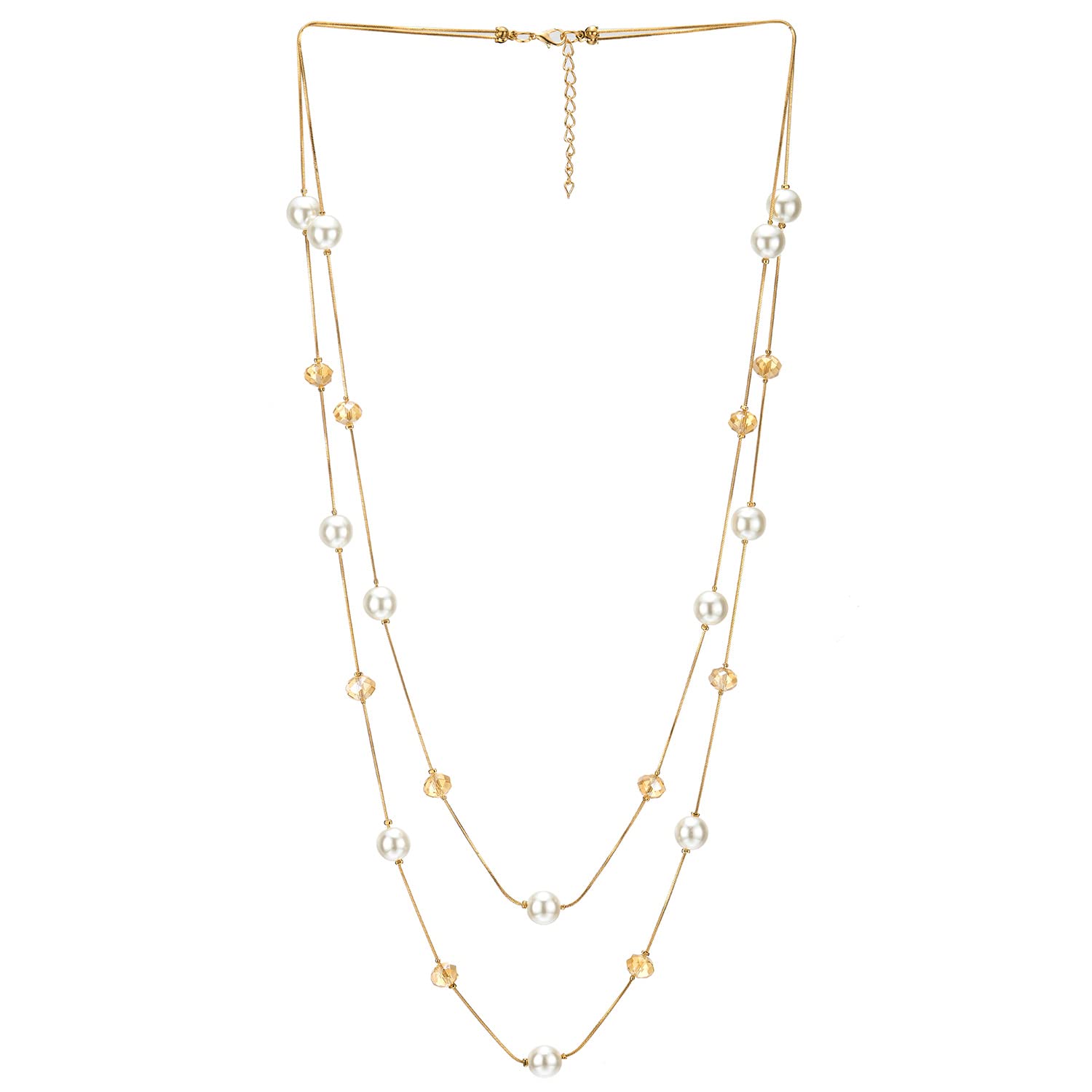 COOLSTEELANDBEYOND Statement ColLar Dos Hebra Largo Cadena con Cristal Cuentas Encantado Colgantes Colgante, De Moda Vestir