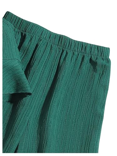 Image of SweatyRocks Girl's 2 Piece Outfits Ruffle Halter Sleeveless Top and Elastic High Waisted Pants Set