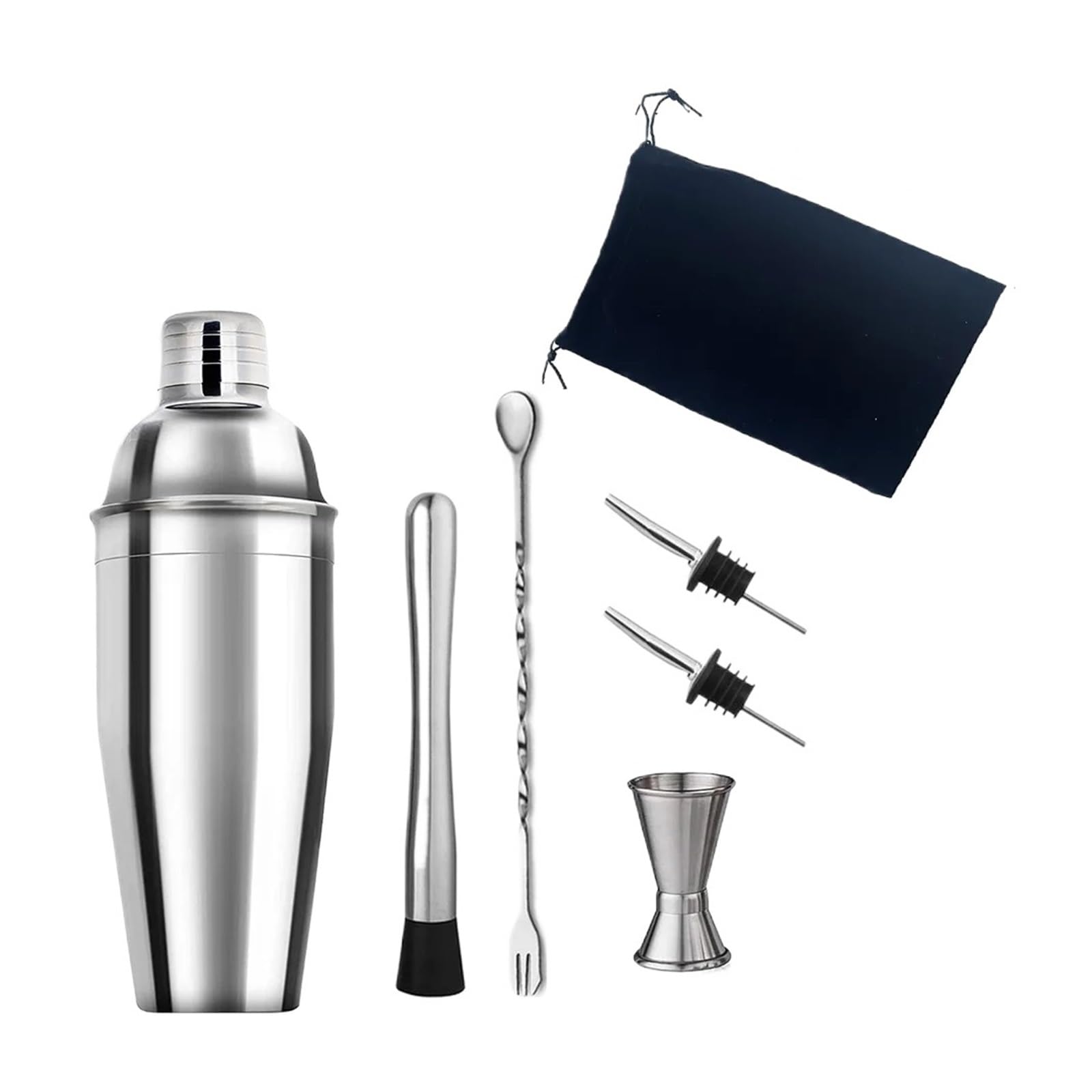 6/7/10 pz Acciaio Inox Cocktail Shaker Strumenti Barman Martini Sharker Drink Mixer Set Con Borsa Di Stoccaggio kit barista(B7pcs,550ml)
