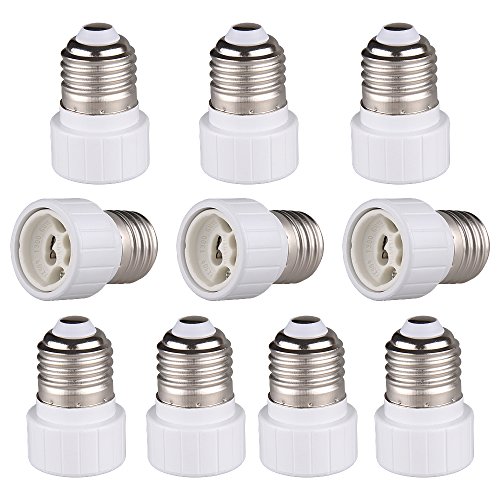 Onite 71-E27GU10P10-WT 10 PCS E26 E27 Edison Screw to GU10 Bayonet Base Adapter Lamp Socket, White