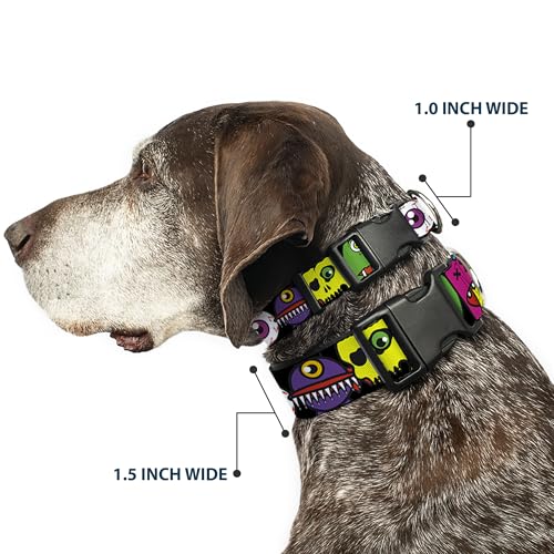 Collar Monstruos Primer Plano Buckle Down anticaídas con ajuste de 13 a 18 pulgadas para perros 3